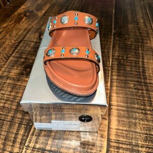 Azalea Wang size 9 NIB turquoise/western/concho sandals